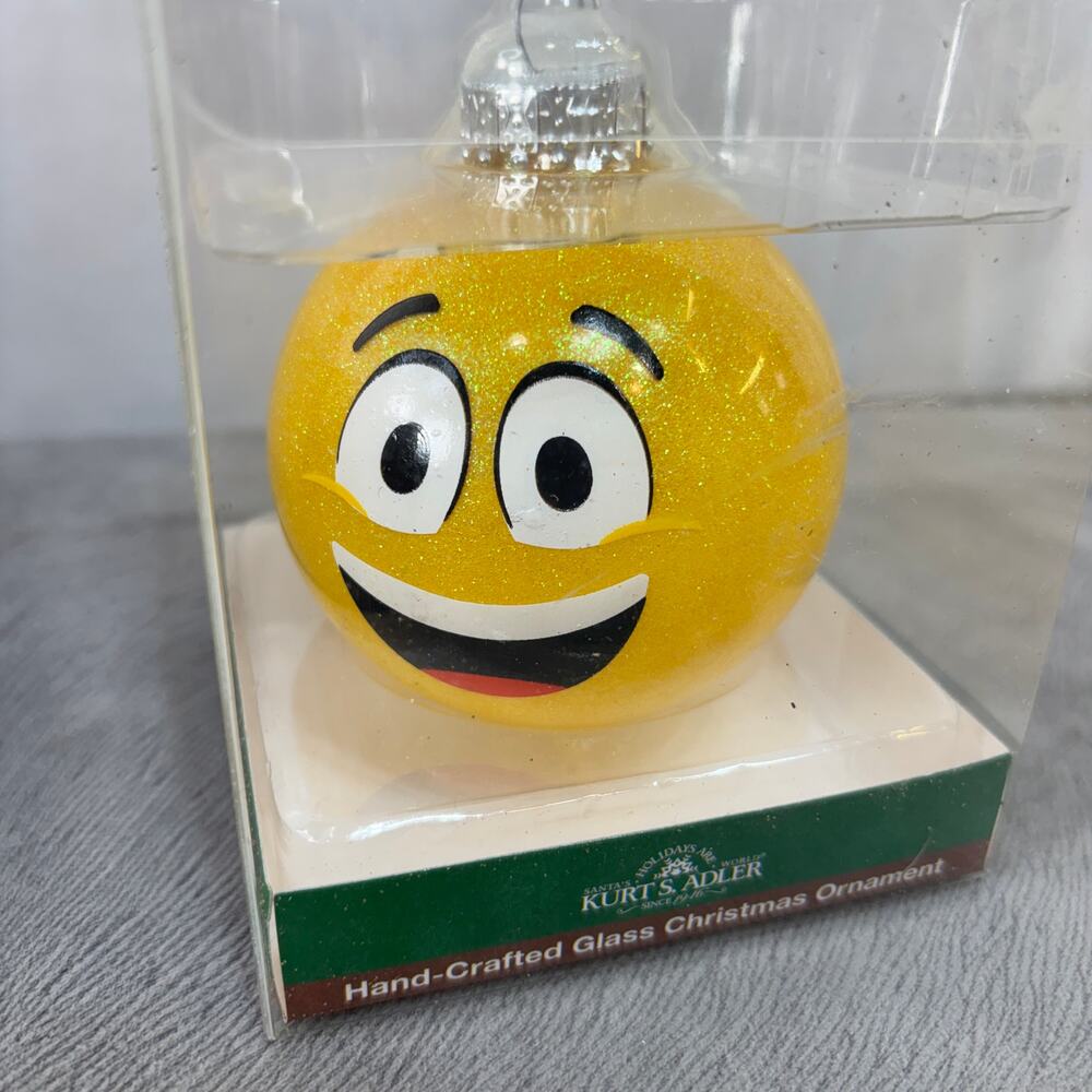 Kurt S. Adler Happy Face Full Sun Glass Christmas Ornament New Matte Glass 3.25"
